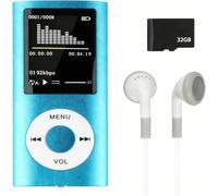32 GB Reproductor MP3 Bluetooth Compatible con Tarjeta de Memoria de hasta 128 GB,Pantalla LCD 1.8 Pulgadas Sonido Hi-Fi para Deporte y Estudio Incluye Cable de Carga(Azul)