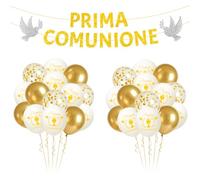32 globos de comunión, decoración de globos de color blanco y dorado, guirnalda de comunión, decoración de fiesta para comunión, confirmación, bautizo y cumpleaños
