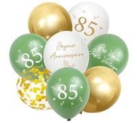 32 globos para 85 años de cumpleaños, decoración para 85 cumpleaños de hombre y mujer, globos "Joyeux Anniversaire", color verde salvia y oro, decoración de cumpleaños