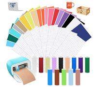 32 hojas de vinilo inteligente permanente de 14 x 30,5 cm para Cricut Joy con 8 juegos de láminas de transferencia de plóter de colores lisos con purpurina para plóter, lámina autoadhesiva para