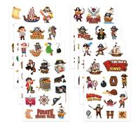 32 Hojas Pegatinas Piratas para Niños Pirata Reward Stickers Infantiles Autocolantes Piratas Impermeable 8 Diseños Diferentes para Niños, Premio de Actividad de Clase Escolar, Manualidades