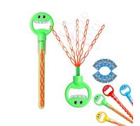 32-Hole Smiley Face Bubble Wand with Five Claws, Magical 5-Claw Smiley Bubble Stick, Open A Large Number of Multiple Times to Produce Burbujas, for Party Favors, Birthday (Green)