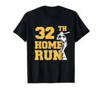 32º Home Run Baseball, Divertido, 32 cumpleaños, 32 años Camiseta gráfica económica, Hombre, Negro, L
