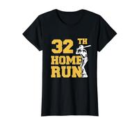 32º Home Run Baseball, Divertido, 32 cumpleaños, 32 años Camiseta gráfica económica, Mujer, Negro, L