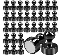 32 imanes de neodimio fuertes de 12 x 16 mm para pizarras magnéticas, frigoríficos, pizarras blancas, agarre fuerte, mini imanes para el hogar y la oficina, color negro