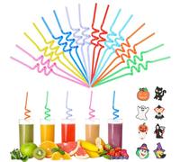 32 pajitas de Halloween con motivos de dibujos animados, pajitas de plástico reutilizables para niños con decoración de dibujos animados para niños, accesorios para fiestas de monstruos