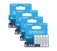32 Panasonic Eneloop Recargables AAA HR03 Batteries Blister Pack 1.2V 800mAh