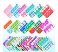 32 PCS Pop Fidget It Toys, Juego de Squeeze Pop Bubble Fidget, Silicona Fidget Juguete Llavero, Juguetes Sensoriales Multicolor para Niños Adultos