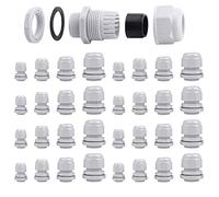 32 Pcs Prensaestopa Impermeable, ARPDJK Ajustable 3-15mm IP68 Prensaestopas con Contratuerca Cable Gland Conectores, Nylon Conector Cable Glandula, M12, M16, M20, M25