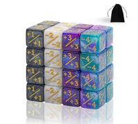 32 Piezas Contadores de Dados,Dados de Contadores Simbólicos,Cubo de Dados D6 de con 1 Negro Bolsillos,Seis Caras Dice Set de Almacenamiento Compatible con MTG CCG, Accesorio para Juegos de Cartas