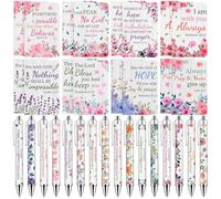 32 piezas de bolígrafos de versículos bíblicos con flores, cuadernos, juego de regalos cristianos al por mayor para mujeres y hombres, regalos religiosos, bloc de notas, bolígrafos de tinta, regalos
