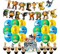 32 piezas de decoraciones de cumpleaños Tung-S - Brainrot Party Supplies Tung-S Happy Birthday Banner, globos de banderas insertados globos adecuados para los fans de Tung-S Suministros de fiesta
