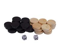 32 Piezas de Repuesto de Backgammon Y Dados,Juego de Piedras Y Cubos de Repuesto, Juego de Mesa, Piezas de Ajedrez, Piezas de Repuesto, Internacionales de Madera, para Viajes Camping, Diámetro 19 Mm