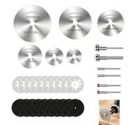 32 Piezas Discos de Corte para Dremel, Discos para Herramienta Rotativa, Kit con Disco Diamante, Resina y HSS con Mandril 3mm, Accesorios para Cortar Madera Metal Vidrio Piedra Plástico, DIY Precisión