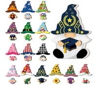 32 piezas DIY Navidad gnomo decoración con imanes (MZ984) | Juego de 32 piezas, 1 base de madera, 30 detalles magnéticos, personalizables para cada temporada, infinitas combinaciones de
