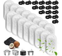 32 Piezas Filtros Fuente Gatos con Filtración Triple, 16 Filtro Carbón Activo & 16 Esponjas Espuma, Accesorios Repuesto Bebedero Gato para 67oz/2L, 108oz/3,2L Bebedor Agua Mascotas Steel Stainless