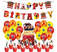 32 Piezas Fireman Suministros Para Fiestas,Fireman Temas Fiesta De Cumpleaños Decoracion,Banner Globos Decoracion Tarta Para Niño Niña Decoración Cumpleaños Fiestas