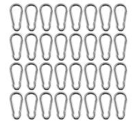 32 Piezas Hebillas Seguridad Acero inoxidable con Caja Almacenamiento Plástico, 4 x 40 mm Galvanizado plateado Mosquetón Resorte,Alta capacidad Carga Hebillas,para mascotas
