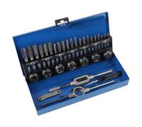 32 piezas M3 M12 Juego de machos y matrices de acero de aleación de paso grueso con llave, calibre de rosca, herramientas manuales para roscado de metales en acero, acero