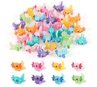 32 Piezas Mini Ajolotes de Resina, Miniatura, Encantos de Ajolote Pequeñas Figuras de Animales Adorno para Bricolaje Jardín Paisaje Casa de Muñecas Plantas en Macetas Decoraciones (8 Colores)