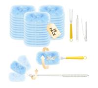 32 Piezas Piezas para Swiffer Plumero Atrapapolvo Recambios, Kit de Limpieza para Swiffer 2 Palos Extensibles y Recambios 30 Unidades, Elimina Pelo de Mascotas y Polvo