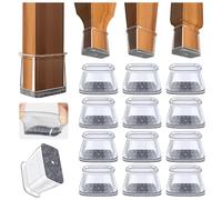 32 Piezas Protectores para Patas de Sillas Rectangulares, Fundas de Silicona Transparente con Fieltro, Protectores antirrayaduras para Muebles (Ancho 19-25mm,Longitud 28-38mm