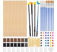 32 Piezas Varita Mágica De Madera De Bricolaje Set, Juego de Fabricación de Varita Mágic Con 4 Colores de Arcilla, 12 Pinturas AcríLicas, 14 Herramientas Para Dar Forma para Niños