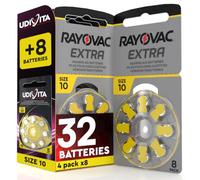 32 Pilas para audífonos Size 10 Rayovac + 8 Baterías Udivita de Audífono