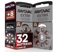 32 Pilas para audífonos Size 312 Rayovac Extra + 8 Pilas Udivita
