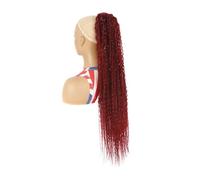 (32 pulgadas) Extensión de cola caballo con cordón pelo largo sintético Onda agua Extensiones clip ondas maíz for mujeres en verano(BUG)