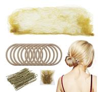 32 redecillas para el pelo rubio, rubias, invisibles, con borde elástico, 40 horquillas y 12 diademas, para moño invisible para mujeres