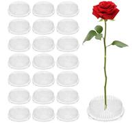 32 soportes de plástico para flores, soporte redondo transparente de 2.75 pulgadas con 3 ventosas, herramientas de organización floral transparente para decoración de bodas y hogar, suministros de