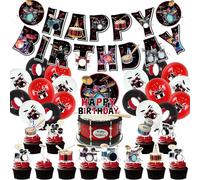 32 Stück Schlagzeug Musik Geburtstagsparty Dekora,SANYUANHE Rockmusik Tortendeko,Drum Music Balloon,Banner für Musik Happy Birthday Cake Topper