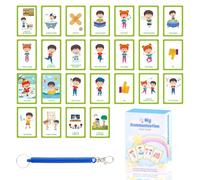 32 tarjetas de comunicación para niños y adultos no verbales para terapia del habla, tarjetas de ayuda visual para autismo, tarjetas de señal PECS portátiles con anillo para SEN, retraso del habla