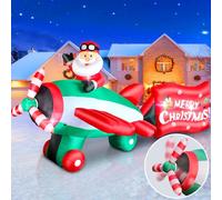 320 cm Papá Noel Inflable con Soplador, 10,5 pies Figura Gigante con Luchador Luz LED, Deco Navideña Invierno IP44 iluminación Resistente a la Intemperie para Patio Jardín Interior Césped Exterior