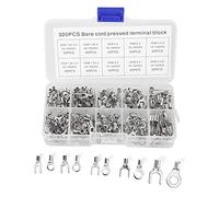 320 terminales de anillo no aislados, terminales de horquilla cobre OT/UT, kit conectores cables eléctricos para circuitos automotrices, relés mecánicos y contactores.