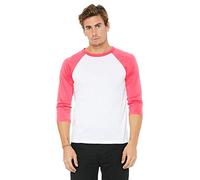 3200 CN 3200 3/4 SLV BSEBL RGLN TEE WHITE/ NEON PINK L