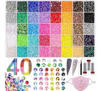 32000pcs Resin Rhinestone Gems Kit with 3pcs 10ml Glue,Flat Back Rhinestones,Dazzling Colorful Rhinestone Kit,Pasted Diamond,40 Colors,for DIY Crafts Cups Shoes Cloth Nail Art(40 color-A1)