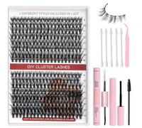 320Pcs Pestañas Postizas Individuales Pestañas Postizas Pelo a Pelo Pestañas Individuales Lashes Extensiones Kit Cluster con Pegamento Naturales + Bond and Seal Eyelashes Punto, 9-16 mm 30D+40D
