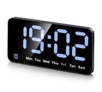 321Wasay Reloj despertador digital LED alimentado por pilas, reloj digital pequeño USB que funciona con pilas, relojes LED eléctricos para dormitorio, repetición, semana, temperatura