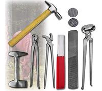 322 - Kit de herramientas de recorte de pezuñas para herrador de caballos - Herramientas profesionales de cuidado de pezuñas de caballos - Kit de aseo con raspador de herradura, clincer, martillo