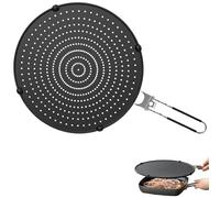 32cm Protector Contra Salpicaduras con Mango Plegable, Pantalla Ollas Silicona para Evitar Salpicaduras Aceite, Sartén Freír Antisalpicaduras Universal para Sartenes Cocinar, Lavavajillas (Negro)