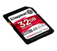 Kingston Technology 32GB Canvas React Plus SDHC UHS-II 300R/260W U3 V90 for Full HD/4K/8K