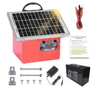 32KM Solar Pastor Electrico con Batería,9.5KV pastor electrico Cerca eléctrica Controlador para caballos, 0.5J Cerca eléctrica Pastor para Cría de animales pastores, para Granja Pastar Jardín (Red)