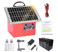 32KM Solar Pastor Electrico con Batería, 9.5KV pastor electrico Cerca eléctrica Controlador para caballos, 0.5J Cerca eléctrica Pastor para Cría de animales pastores, para Granja Pastar Jardín