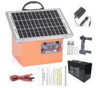 32KM Solar Pastor Electrico con Bateria,9500V Cerca Eléctrica Controlador con 7.5W Panel Solar,220V Cerca eléctrica Pastor para caballos animales, para Granja Pastar Jardín