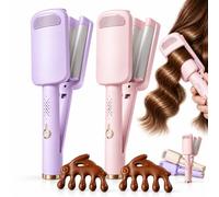32MM Wavy Hair Curler - Big Bouncy Curls & 4 Adjustable Heat Setting，2PC-A | Deep U-shaped French Wave Curling Iron, Heats up in 10 Seconds & Automatic Shut off, for Any Hairstyle Hair Type