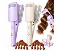 32MM Wavy Hair Curler - Big Bouncy Curls & 4 Adjustable Heat Setting，2PC-C | Deep U-shaped French Wave Curling Iron, Heats up in 10 Seconds & Automatic Shut off, for Any Hairstyle Hair Type