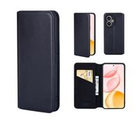 32nd Classic Series 2.0 - Funda tipo cartera de piel auténtica con tapa para Honor 400, con ranura para tarjeta de bloqueo RFID, cierre magnético y soporte integrado, color negro