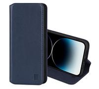 32nd Classic Series 2.0 - Funda Tipo Libro de Piel Real para Apple iPhone 14 Pro (6.1"), Carcasa de Cuero Premium diseñada con Cartera, Cierre Magnetico y Soporte Integrado - Azul Marino